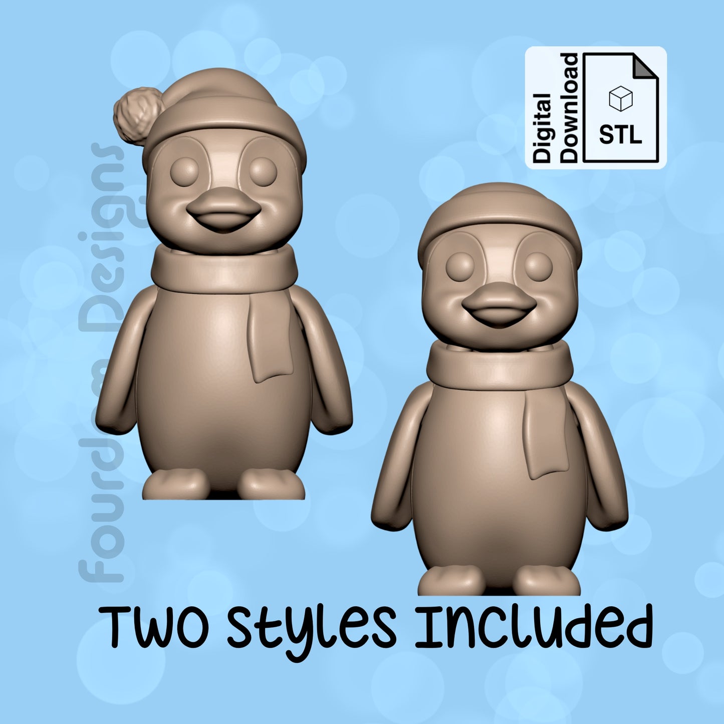 Penguin STL File for 3D Printing 3MF File Flexi Print In Place Articulating Wigglet - Digital Download