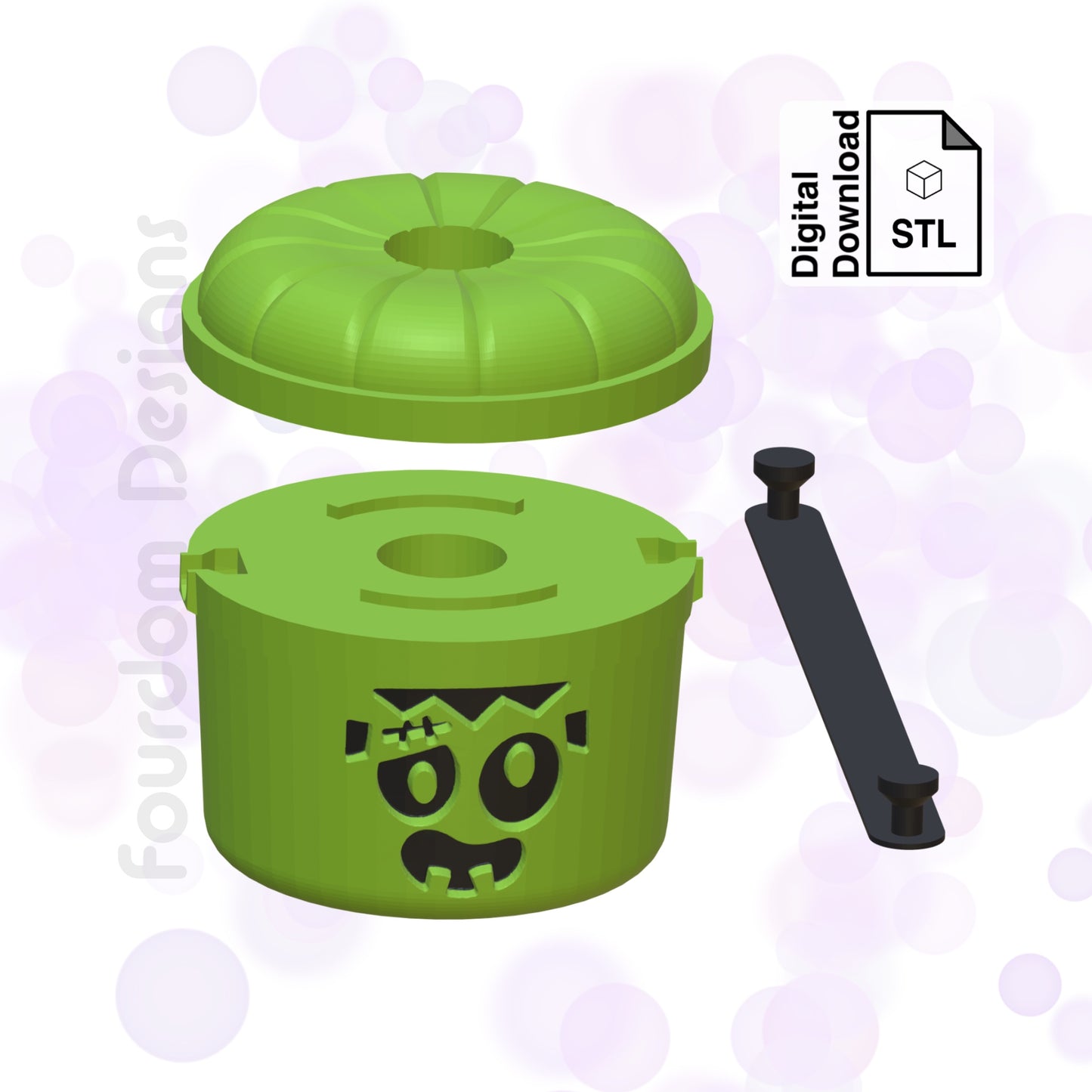 Frankenstein Bucket Straw Topper STL File for 3D Printing - Digital Download