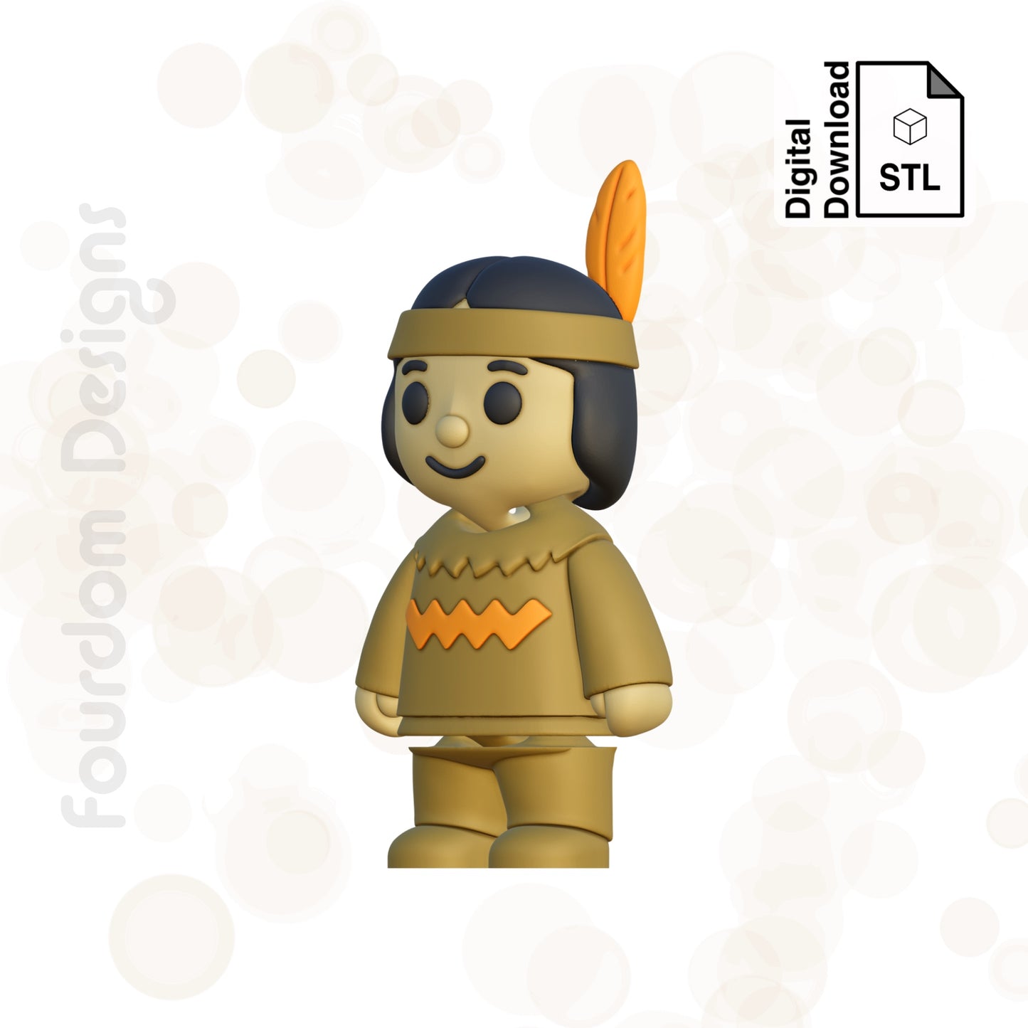 Native American STL File for 3D Printing 3MF File Flexi Print In Place Articulating Wigglet - Digital Download