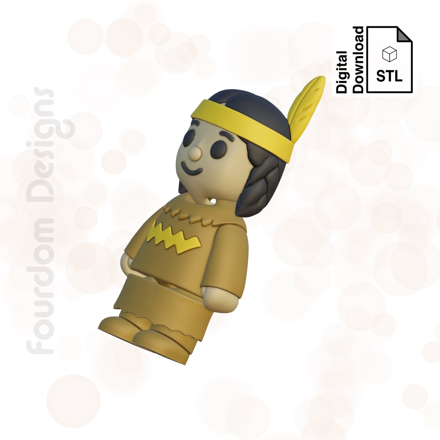 Native American Girl STL File for 3D Printing 3MF File Flexi Print In Place Articulating Wigglet - Digital Download