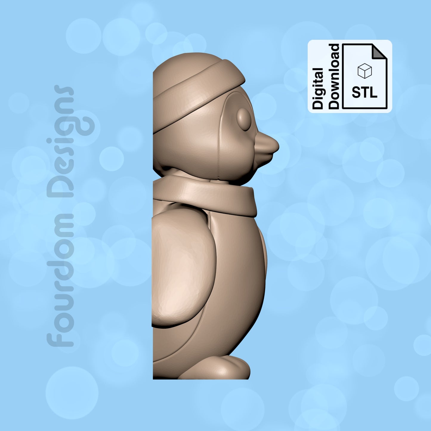 Penguin STL File for 3D Printing 3MF File Flexi Print In Place Articulating Wigglet - Digital Download