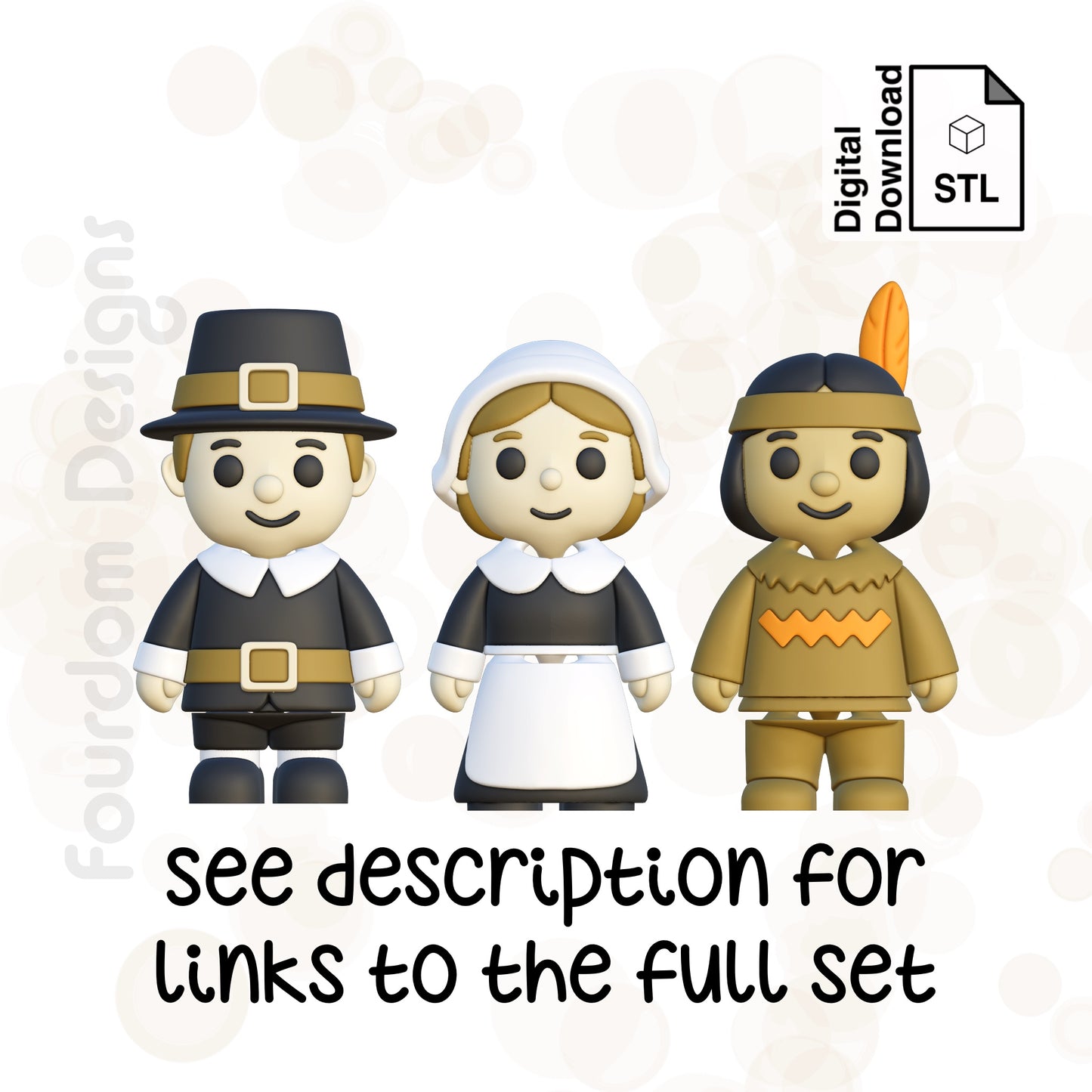 Pilgrim Boy STL File for 3D Printing 3MF File Flexi Print In Place Articulating Wigglet - Digital Download