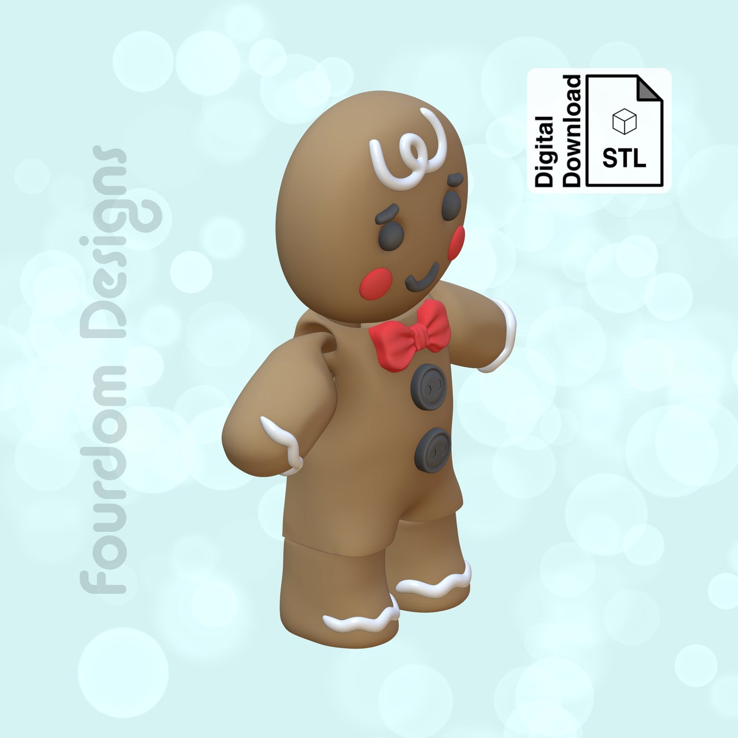 Gingerbread Man Flexi STL File for 3D Printing Flexi Print In Place Articulating Wiggle Pet - Digital Download