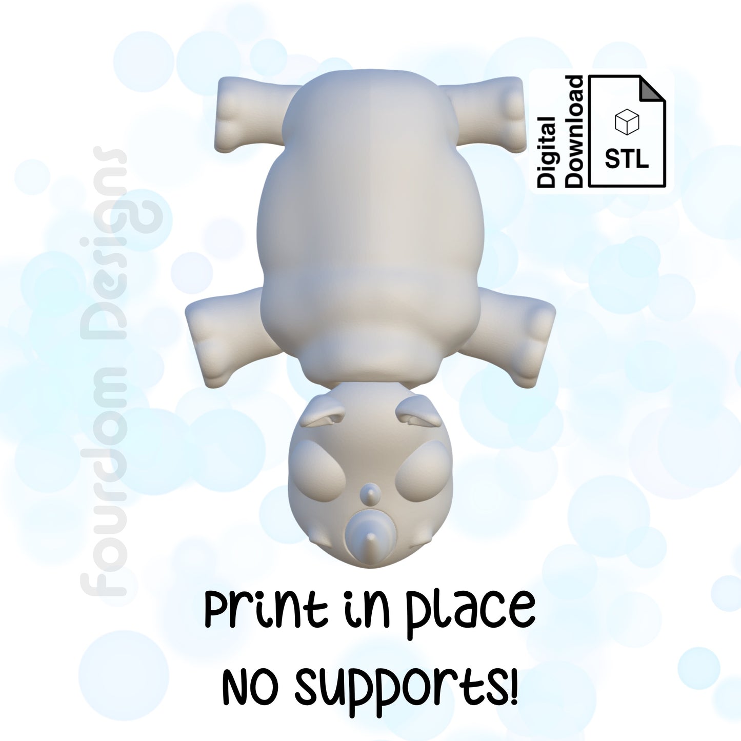 Rhinoceros STL File for 3D Printing Flexi Print In Place Articulating Wiggle Pet - Digital Download