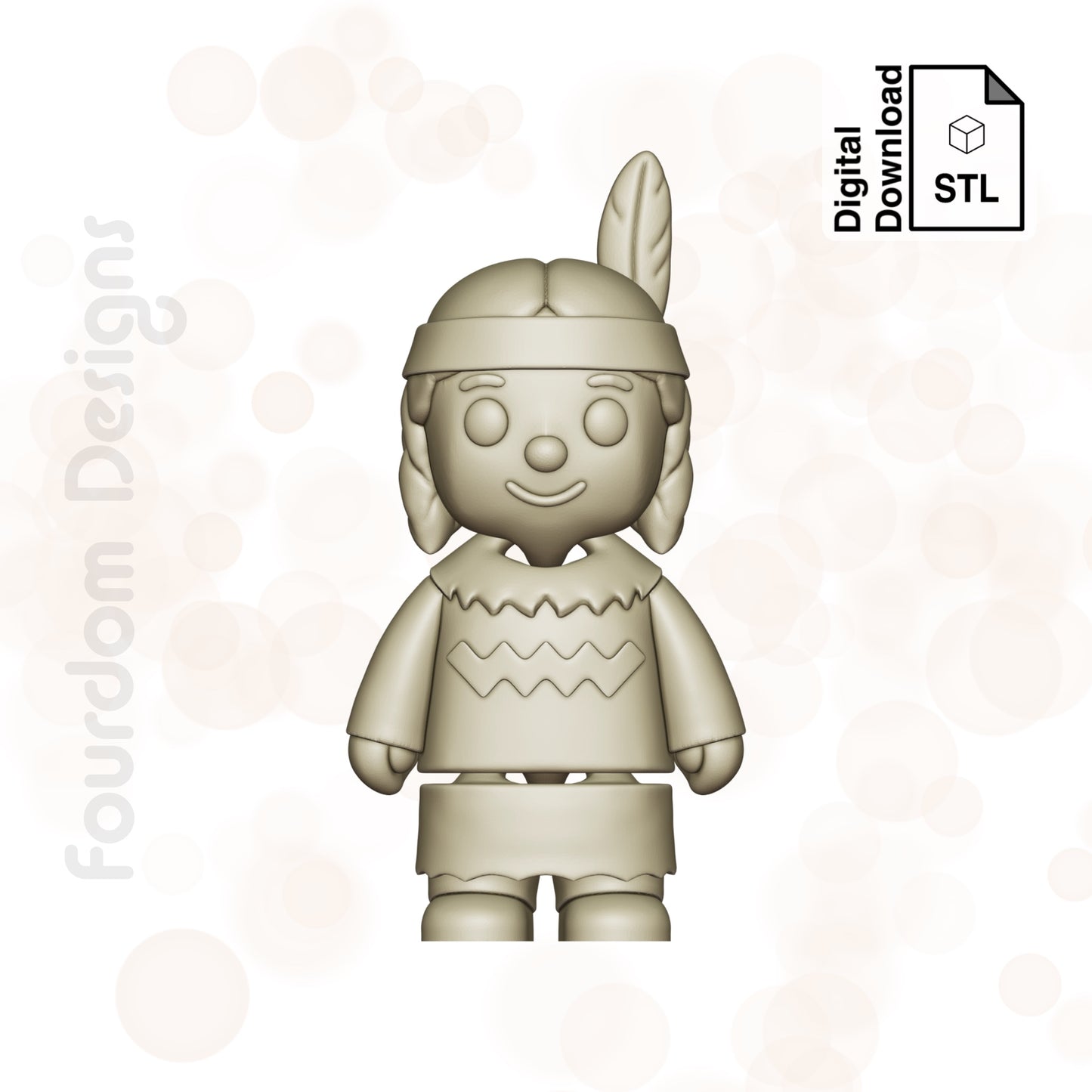 Native American Girl STL File for 3D Printing 3MF File Flexi Print In Place Articulating Wigglet - Digital Download
