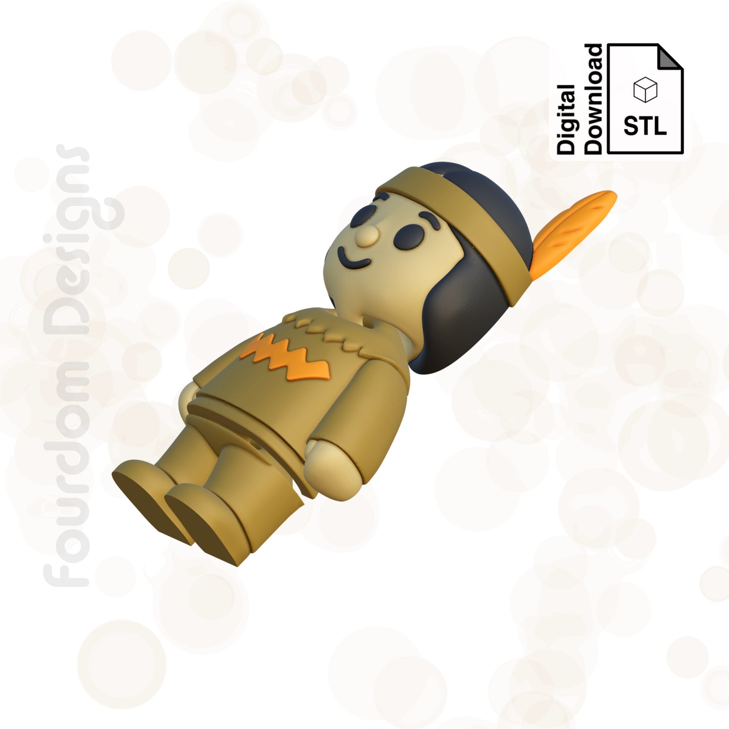 Native American STL File for 3D Printing 3MF File Flexi Print In Place Articulating Wigglet - Digital Download