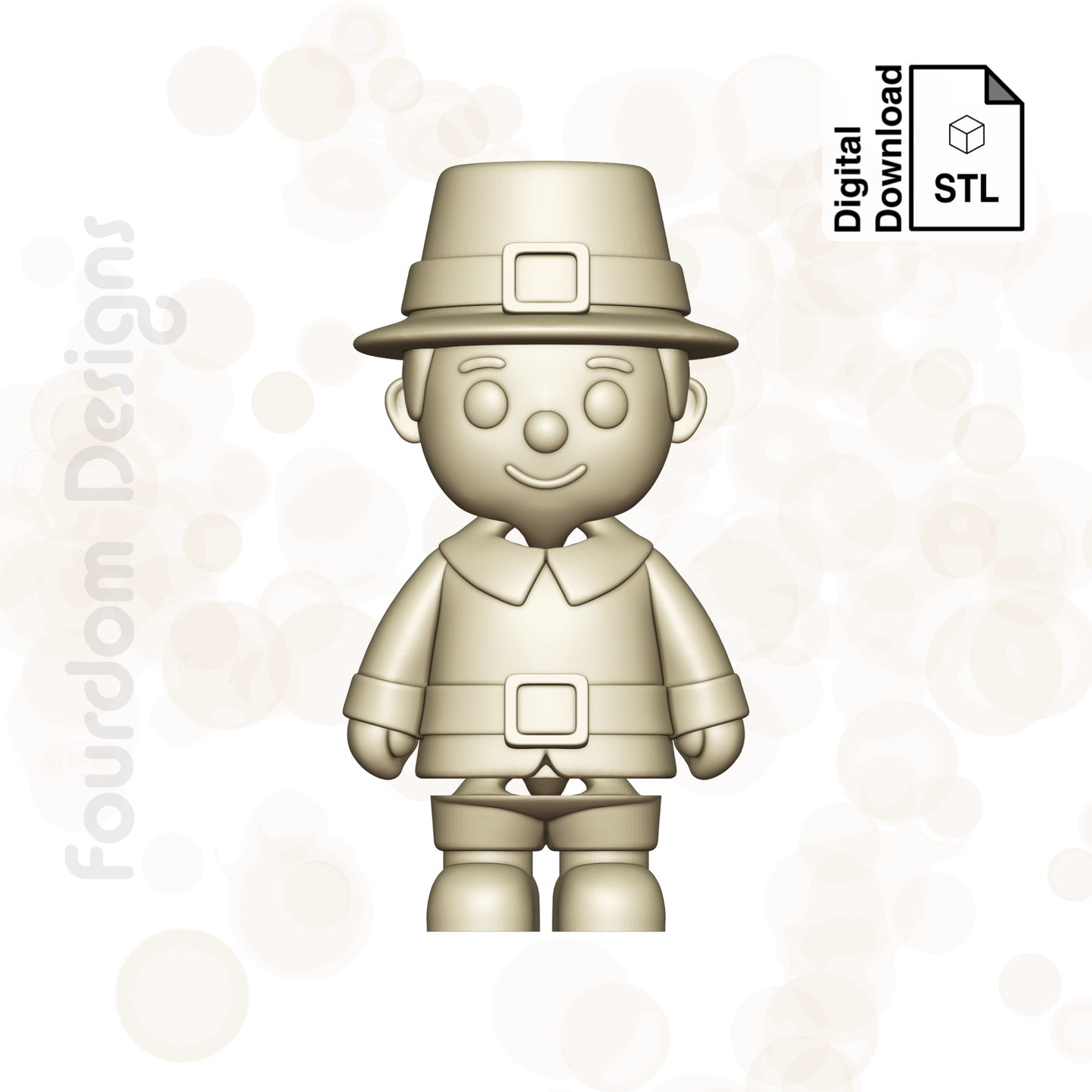 Pilgrim Boy STL File for 3D Printing 3MF File Flexi Print In Place Articulating Wigglet - Digital Download