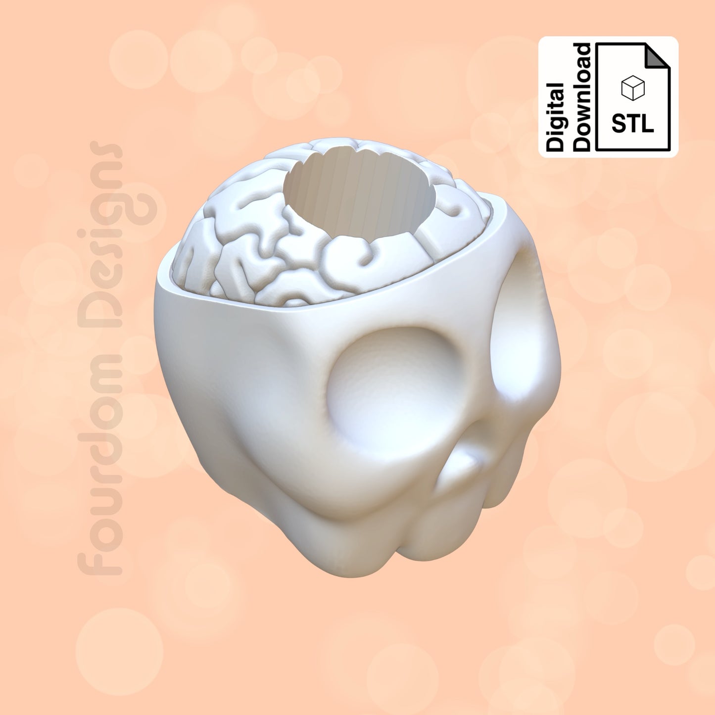 Skull and Brain Straw Topper STL File for 3D Printing - Digital Download