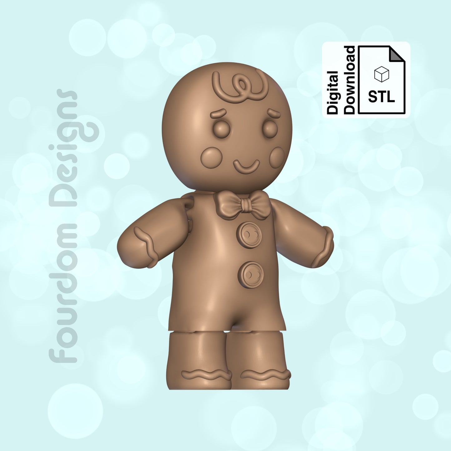 Gingerbread Man Flexi STL File for 3D Printing Flexi Print In Place Articulating Wiggle Pet - Digital Download