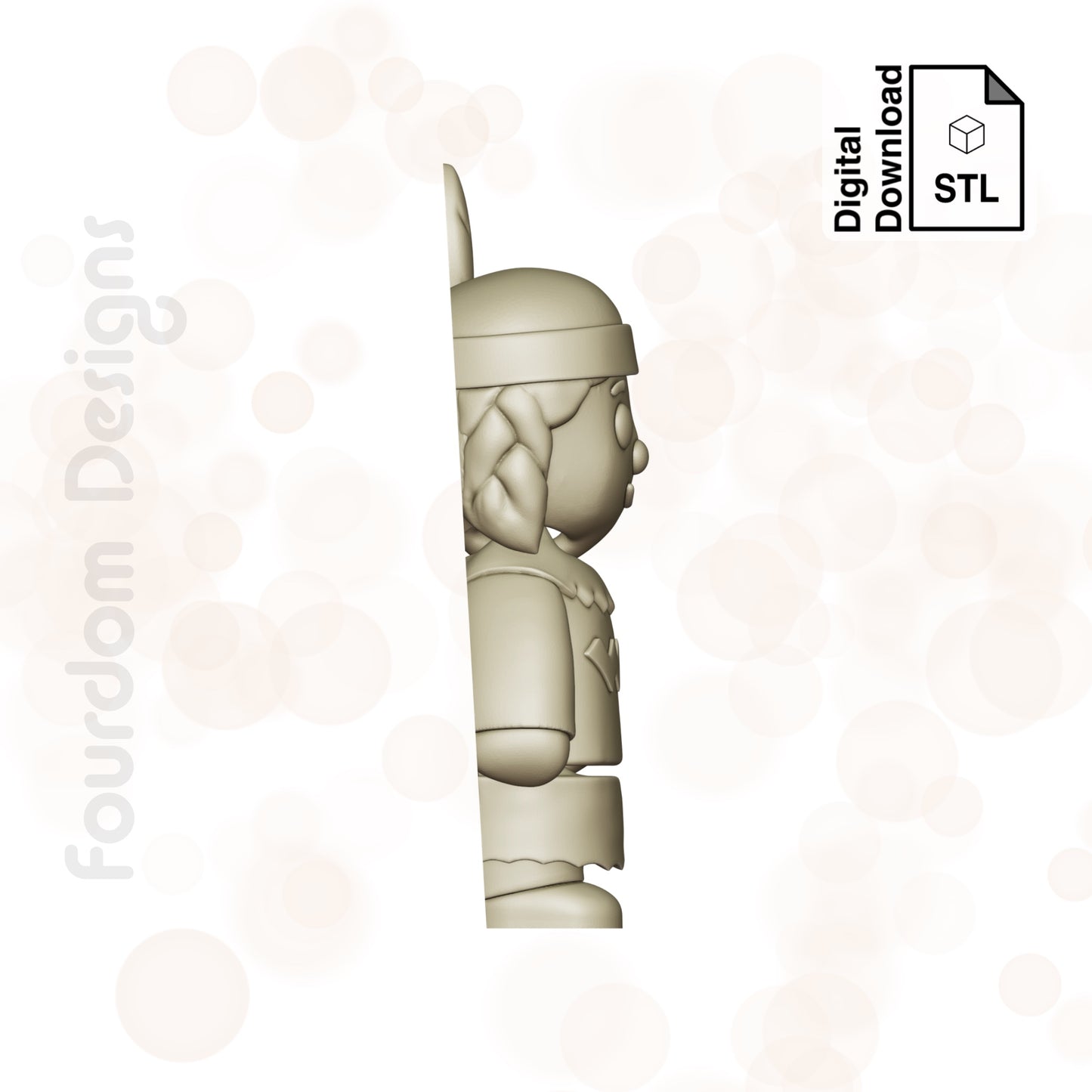 Native American Girl STL File for 3D Printing 3MF File Flexi Print In Place Articulating Wigglet - Digital Download