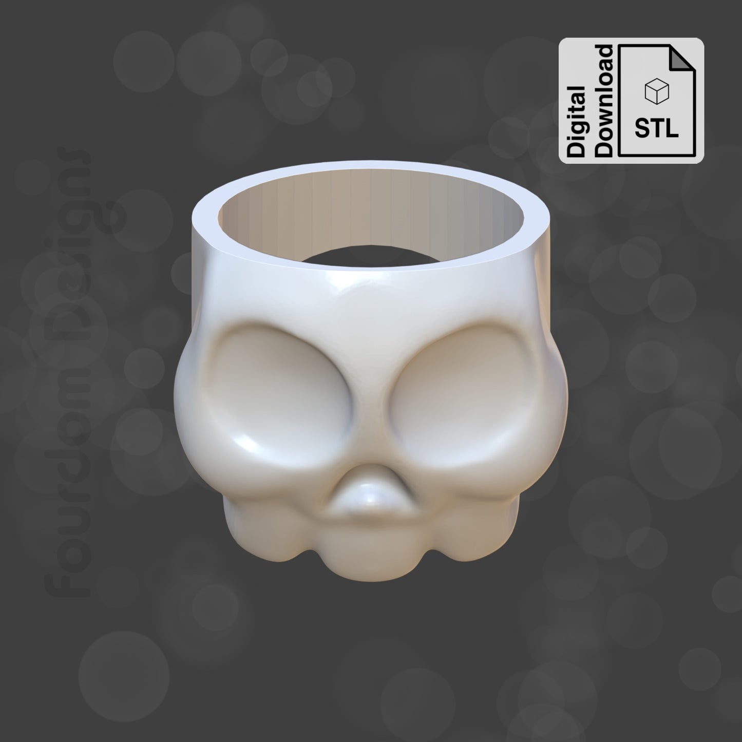 Skull Ring STL File for 3D Printing - Digital Download