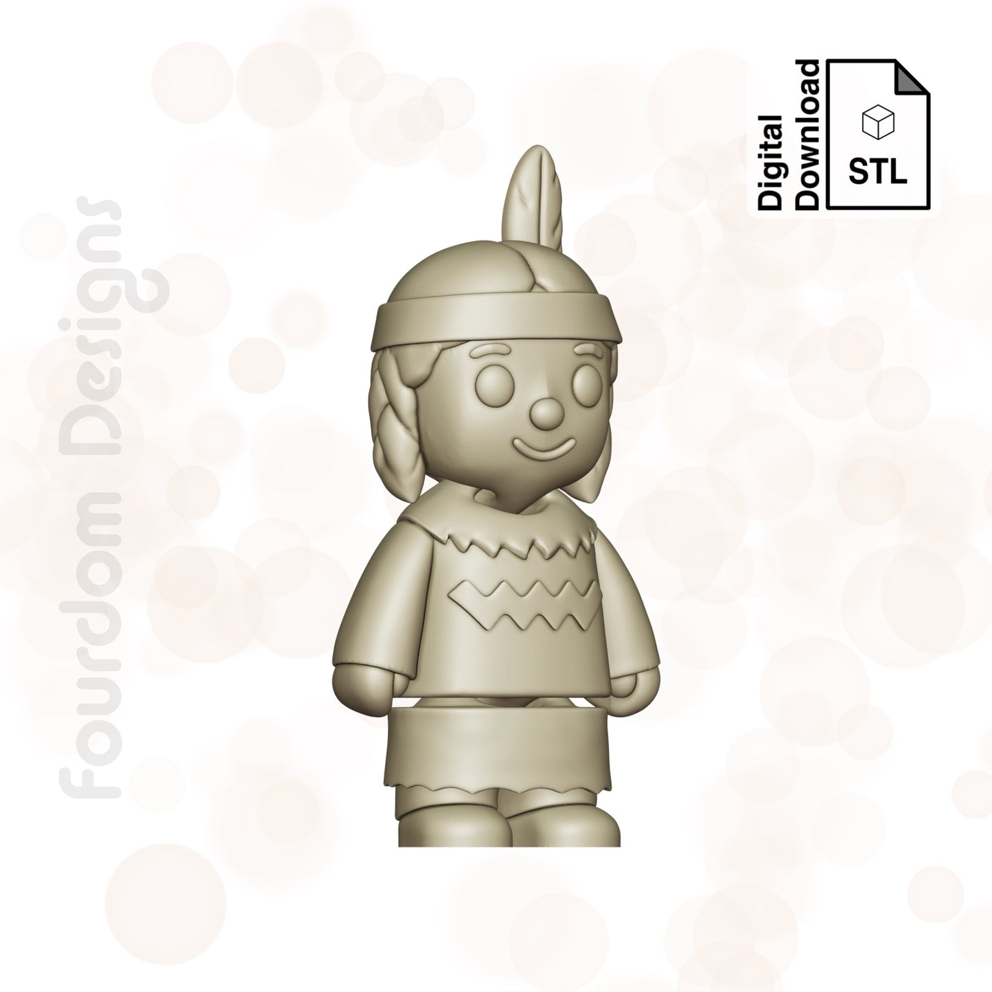 Native American Girl STL File for 3D Printing 3MF File Flexi Print In Place Articulating Wigglet - Digital Download
