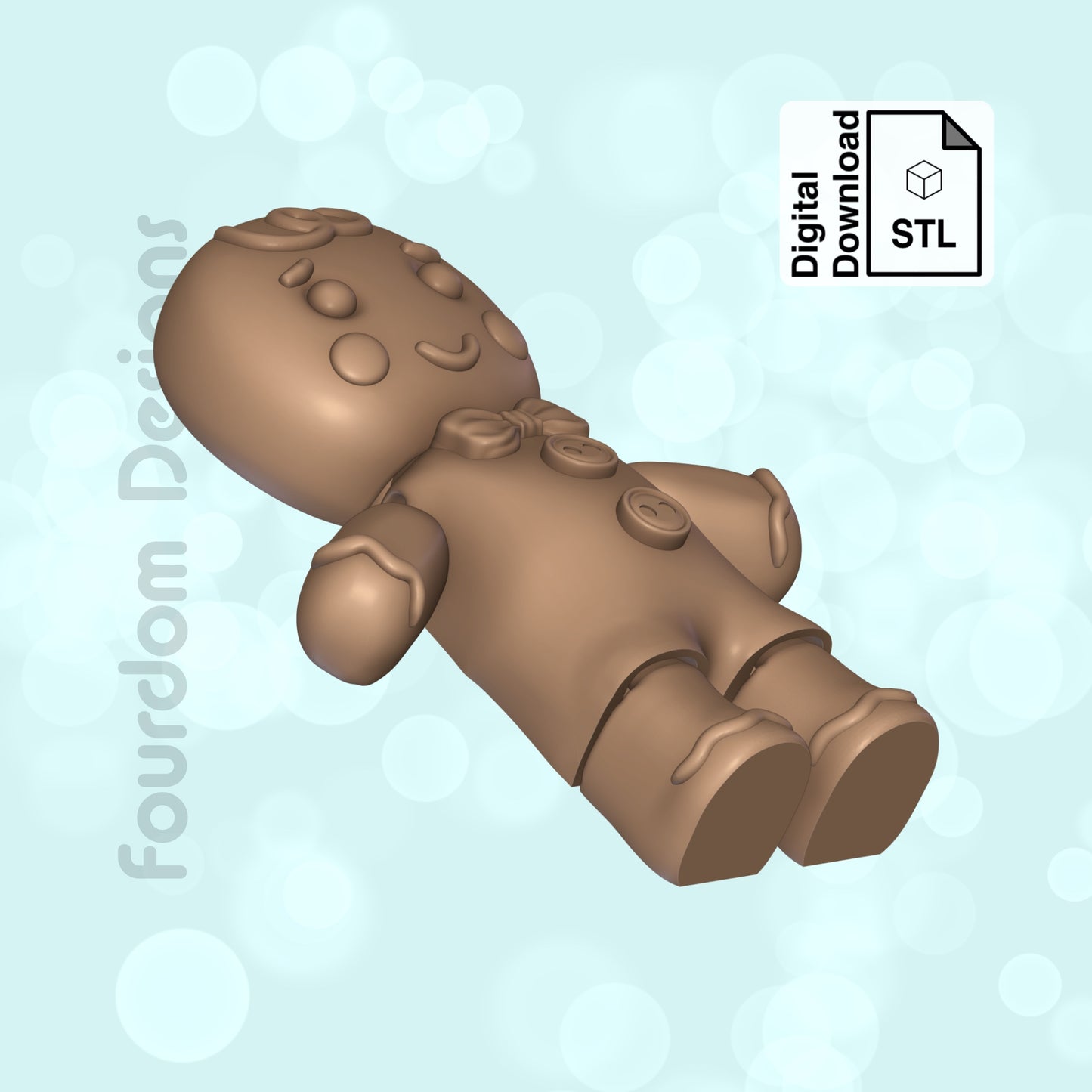 Gingerbread Man Flexi STL File for 3D Printing Flexi Print In Place Articulating Wiggle Pet - Digital Download