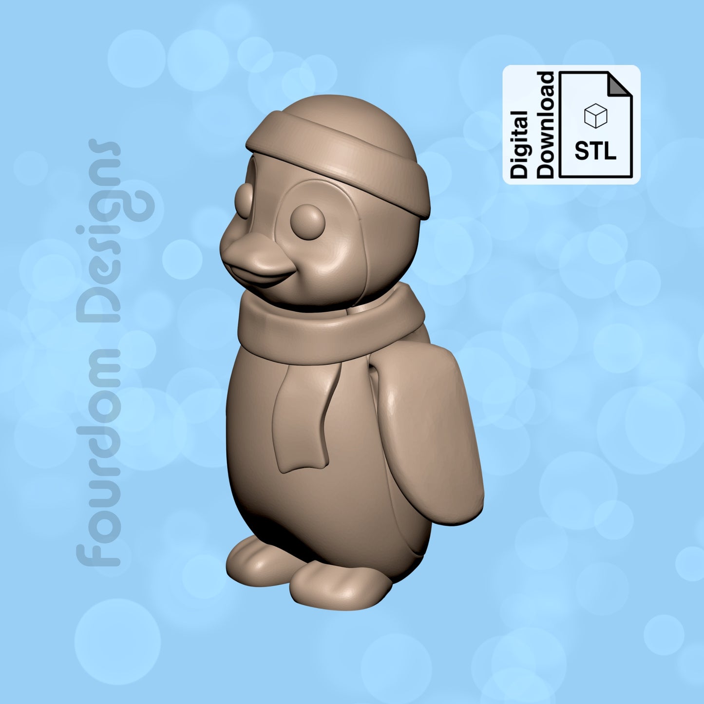 Penguin STL File for 3D Printing 3MF File Flexi Print In Place Articulating Wigglet - Digital Download