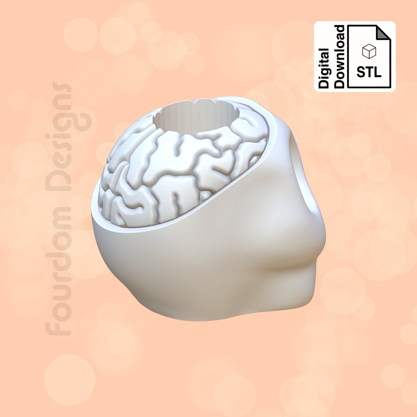 Skull and Brain Straw Topper STL File for 3D Printing - Digital Download