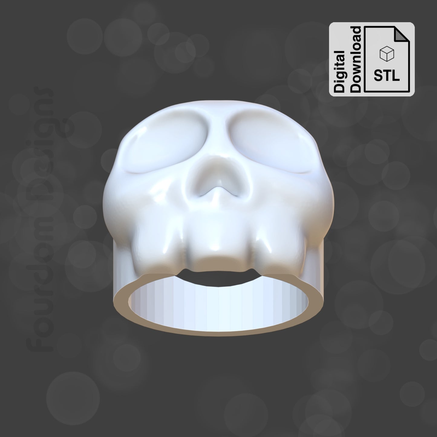Skull Ring STL File for 3D Printing - Digital Download