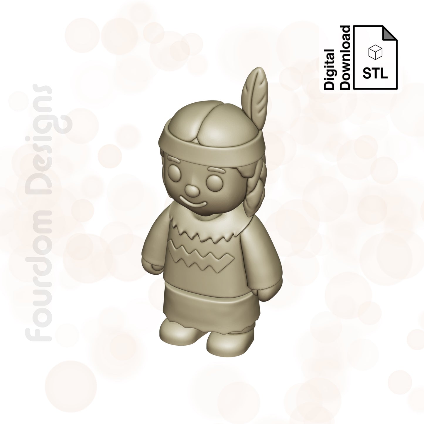 Native American Girl STL File for 3D Printing 3MF File Flexi Print In Place Articulating Wigglet - Digital Download