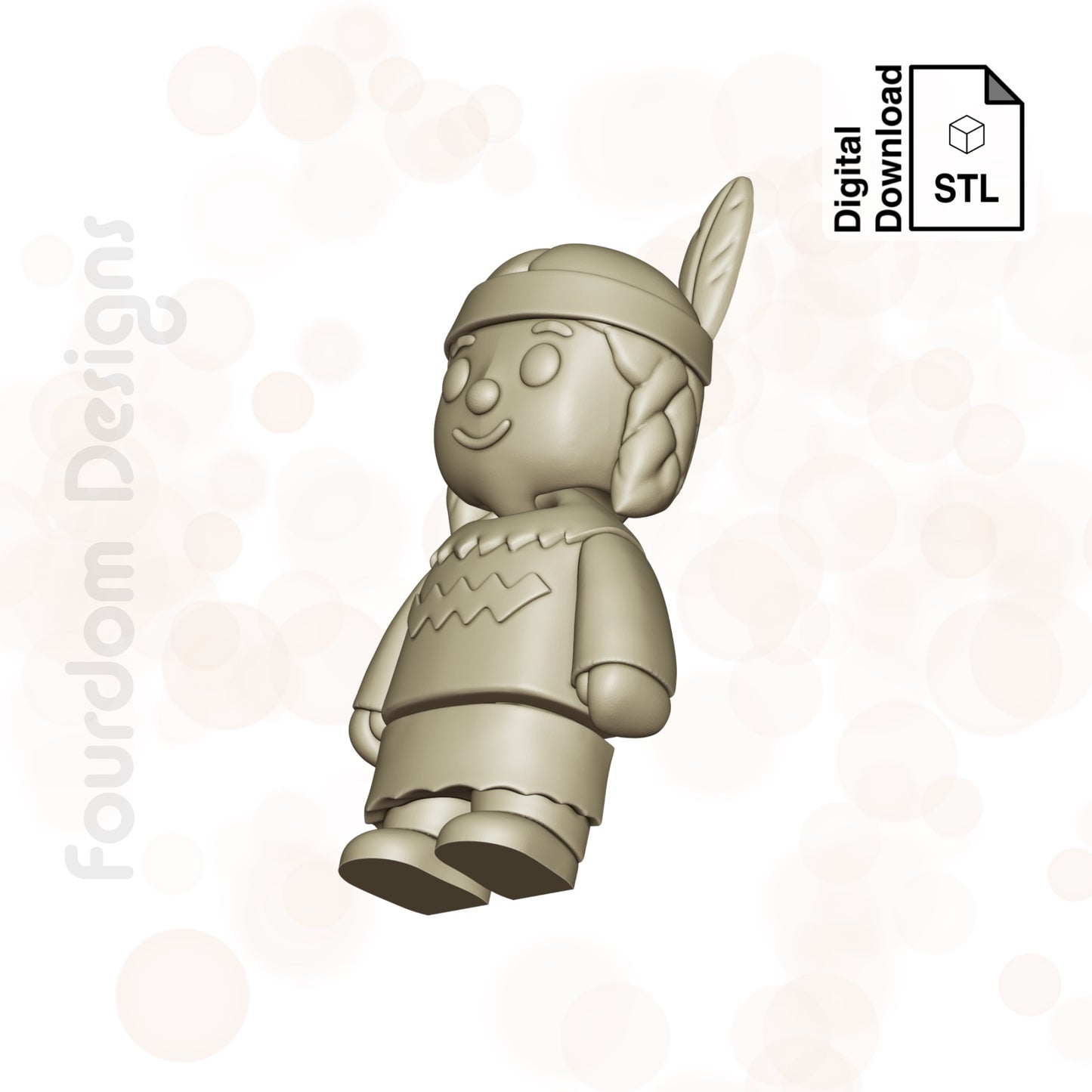 Native American Girl STL File for 3D Printing 3MF File Flexi Print In Place Articulating Wigglet - Digital Download