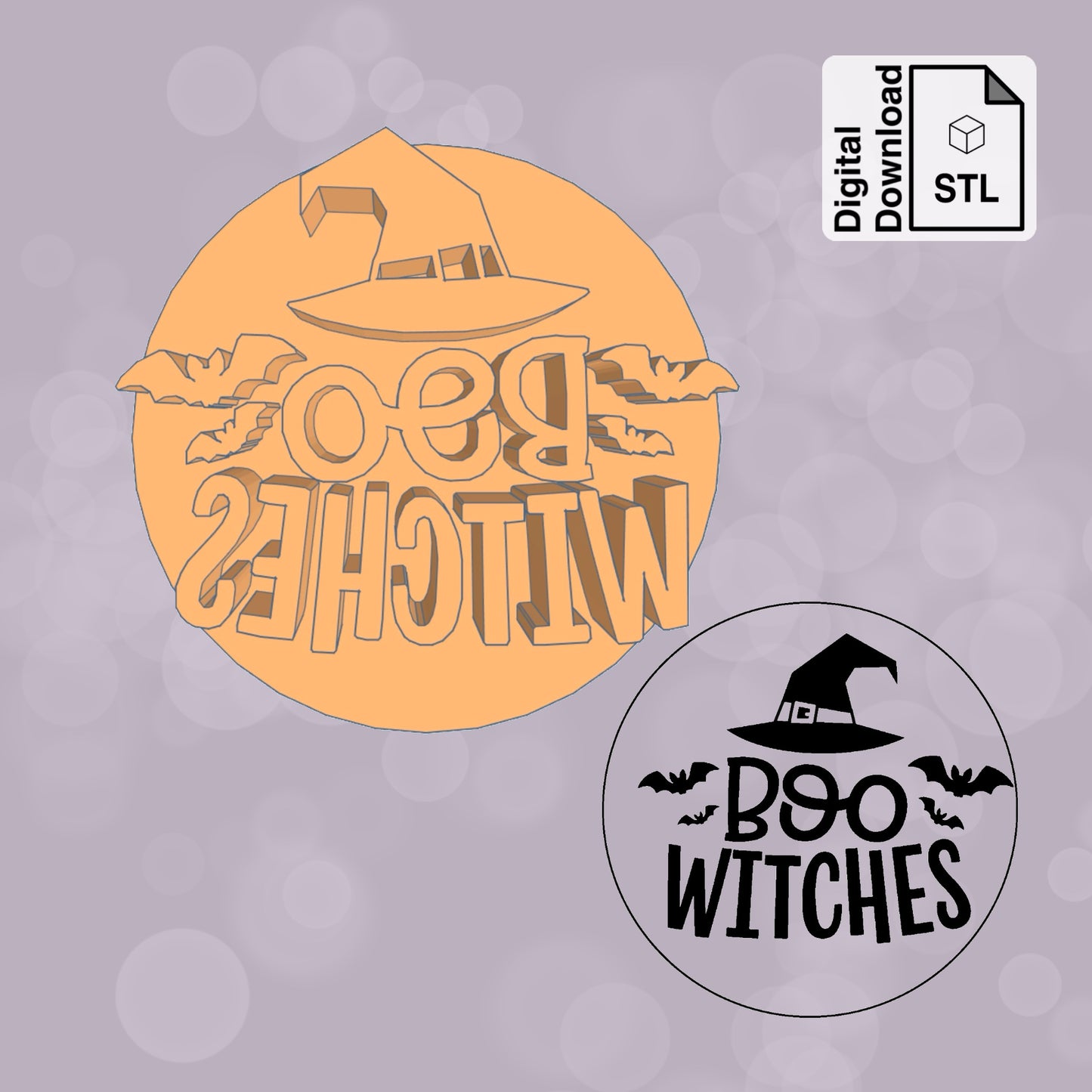 Boo Witches Imprint Digital Download STL File for Cookie Cutter Fondant Cutter Clay Cutter 3D Model for 3D Printing