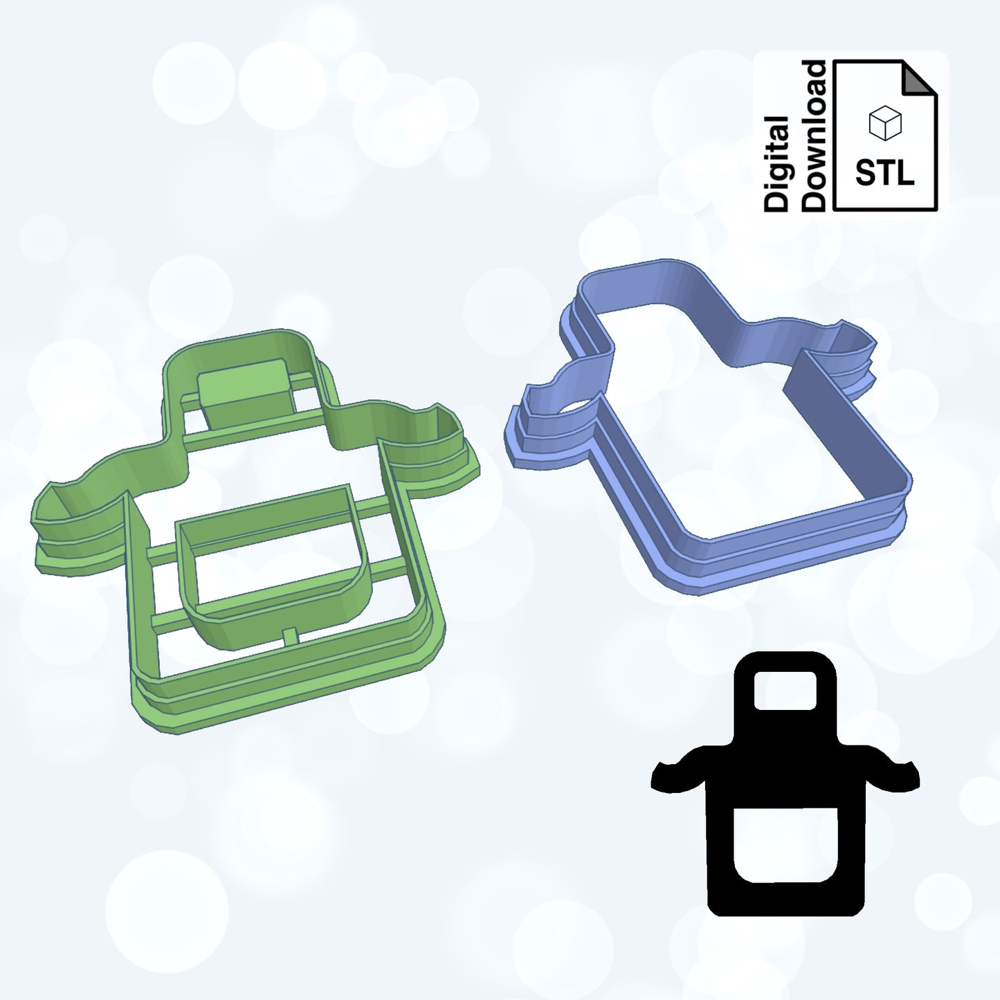 Grilling Apron Digital Download STL File for Cookie Cutter Fondant Cutter Clay Cutter 3D Model for 3D Printing