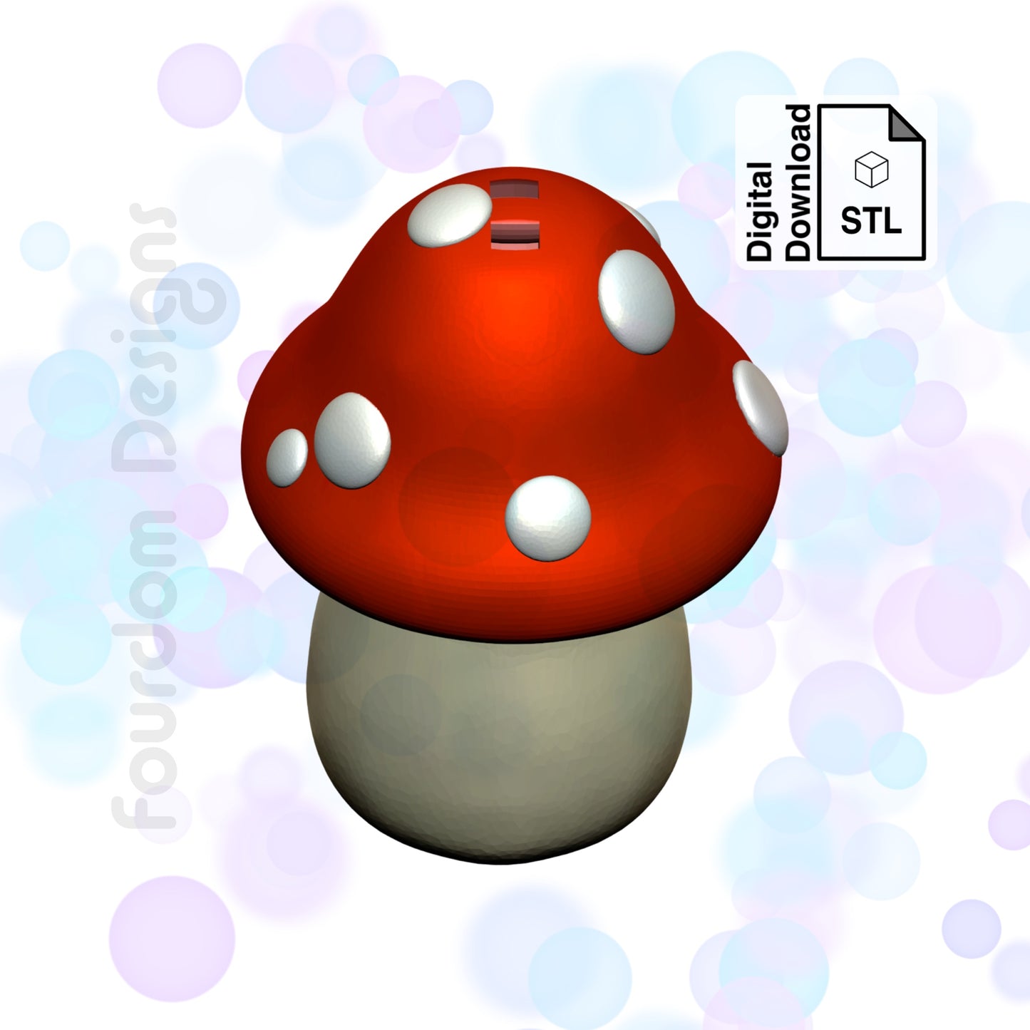 Mushroom Keychain with Removable Screw Top Pill Box Hex STL File for 3D Printing - Digital Download