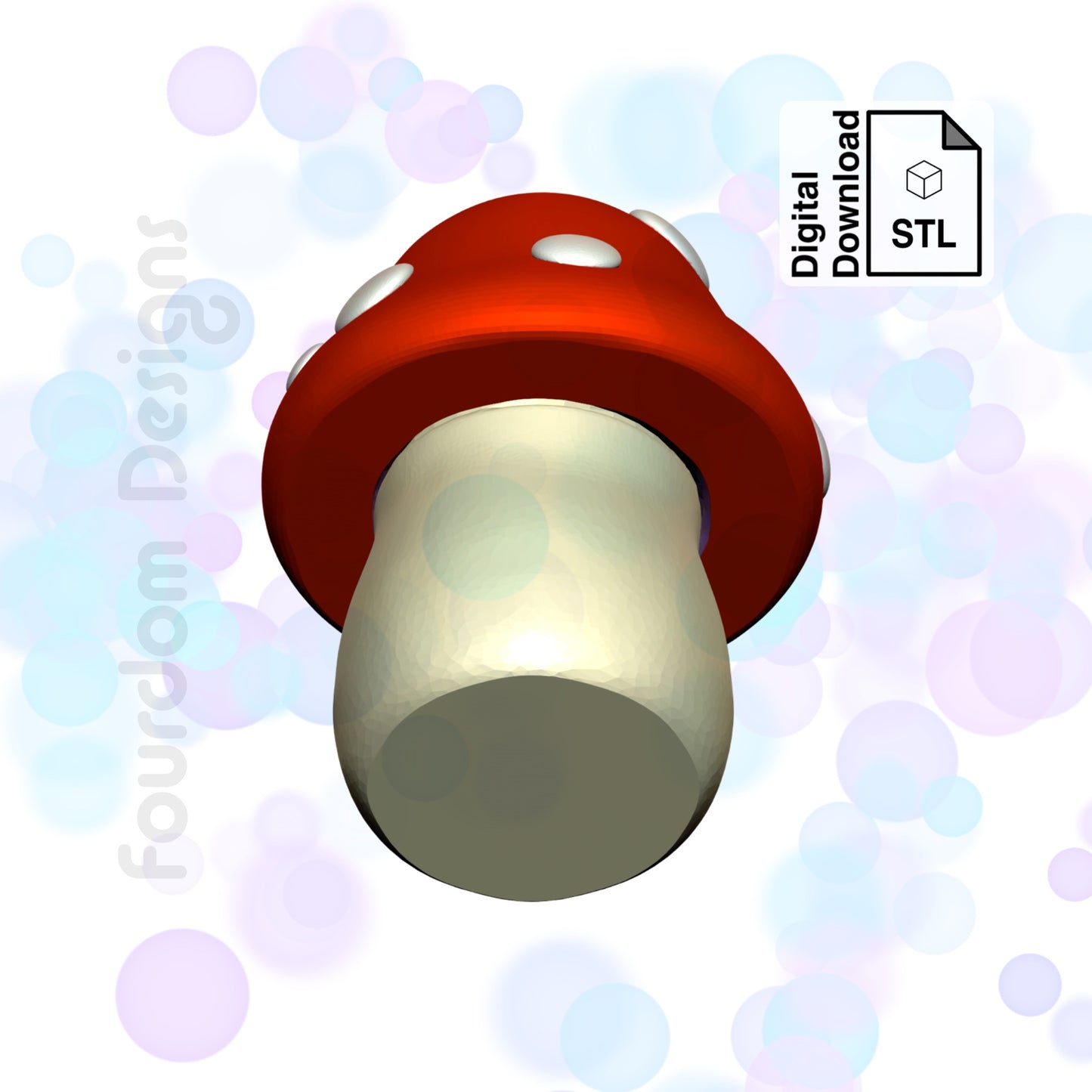 Mushroom Keychain with Removable Screw Top Pill Box Hex STL File for 3D Printing - Digital Download