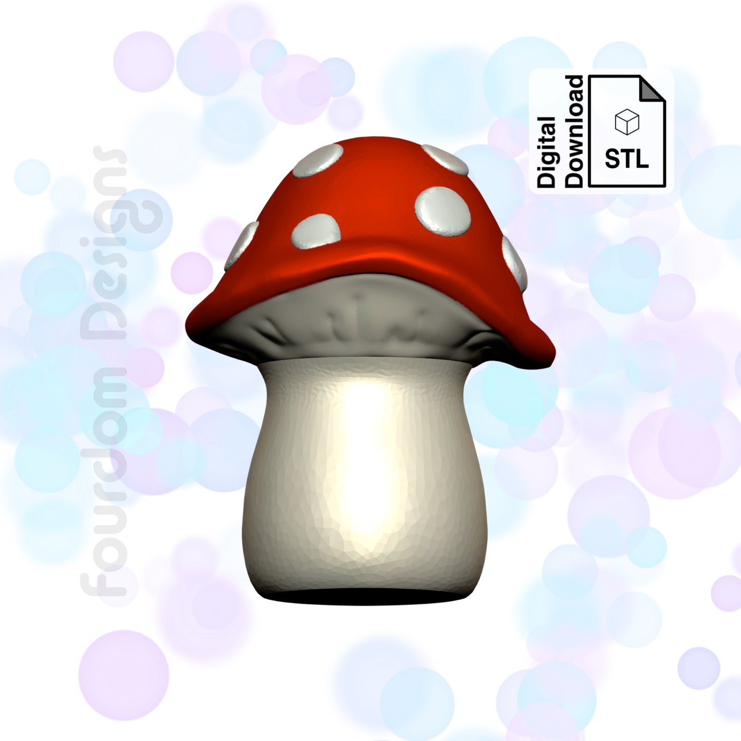 Mushroom Keychain with Removable Screw Top Pill Box Hex STL File for 3D Printing - Digital Download