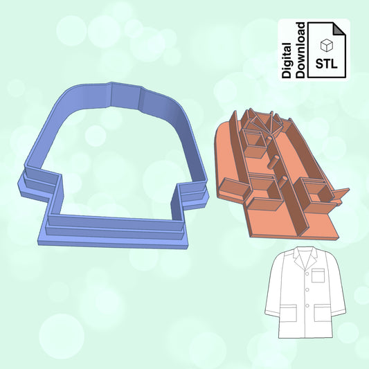 Lab Coat Instant Digital Download STL File for Cookie Cutter Fondant Cutter Clay Cutter 3D Model for 3D Printing