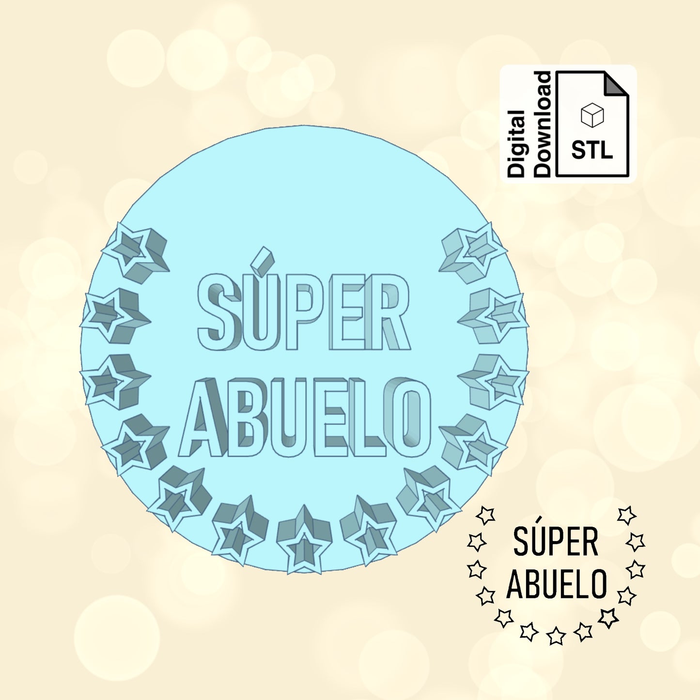 Super Abuelo Cookie Imprint Digital Download STL File for Cookie Cutter Fondant Cutter Clay Cutter 3D Model for 3D Printing