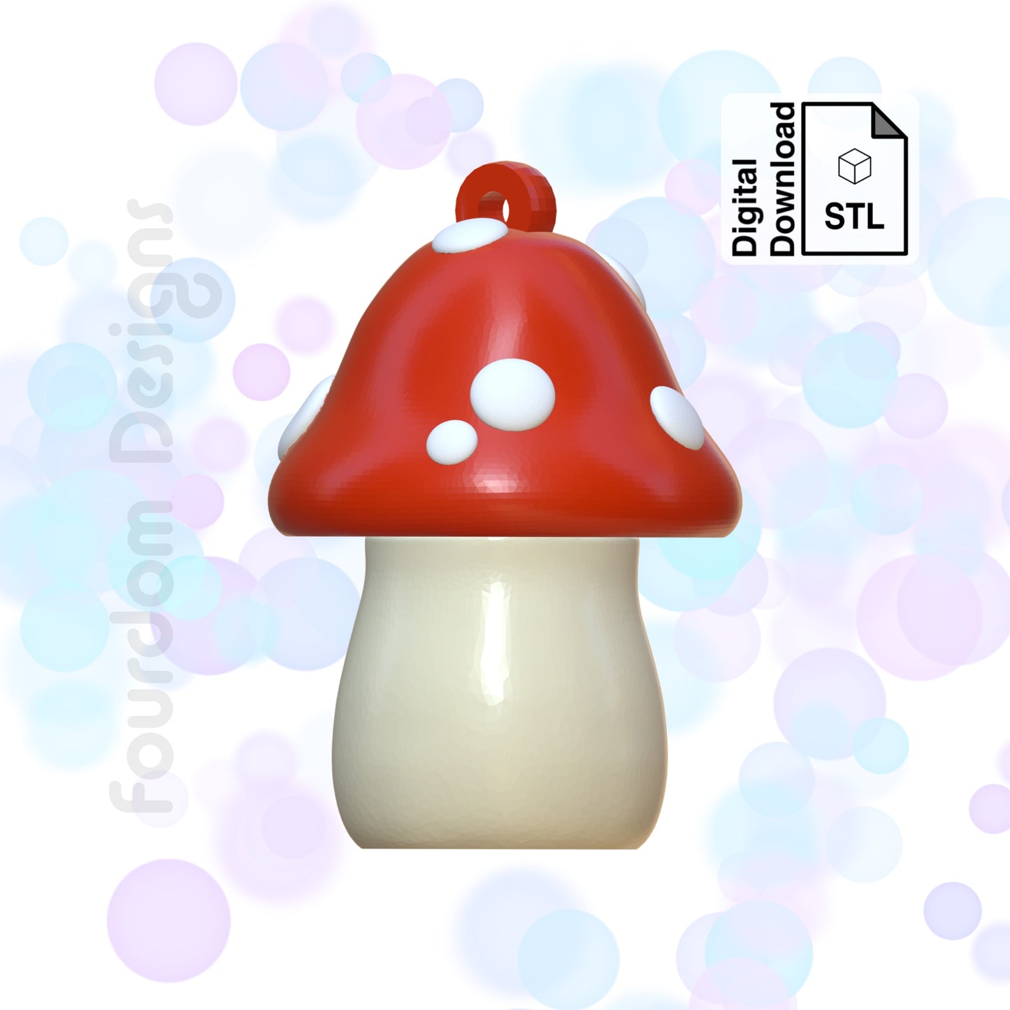 Mushroom Keychain with Removable Screw Top Pill Box Hex STL File for 3D Printing - Digital Download