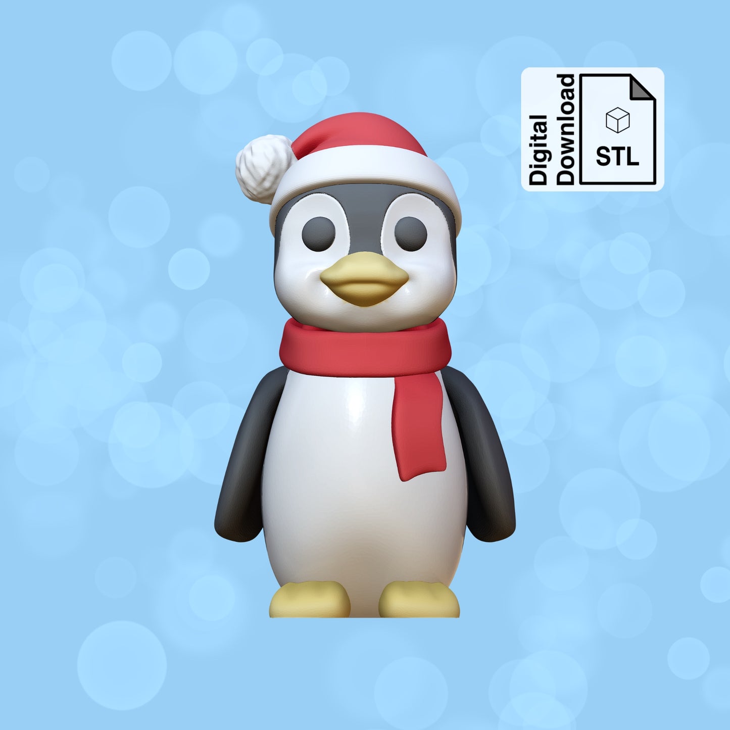 Penguin STL File for 3D Printing 3MF File Flexi Print In Place Articulating Wigglet - Digital Download