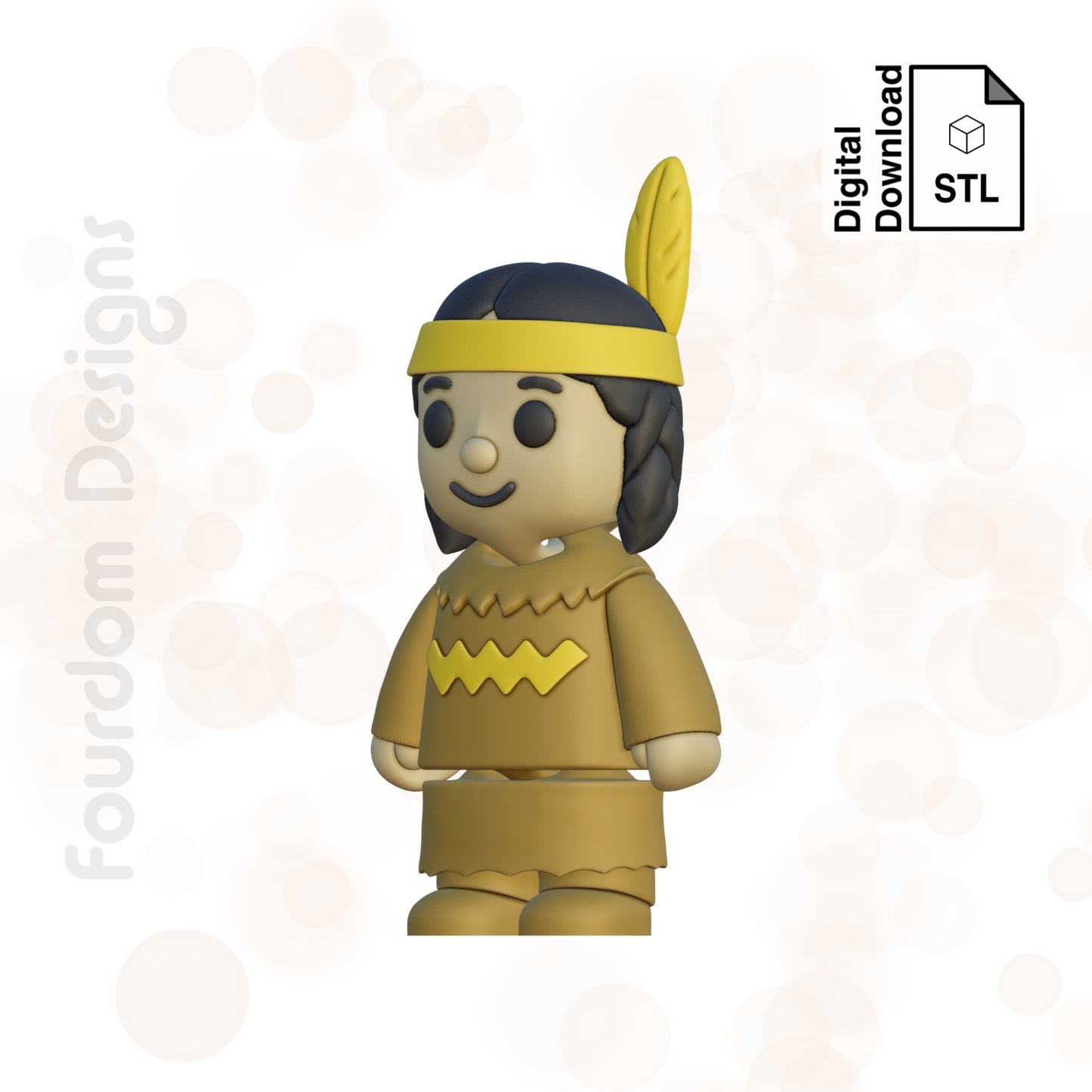 Native American Girl STL File for 3D Printing 3MF File Flexi Print In Place Articulating Wigglet - Digital Download