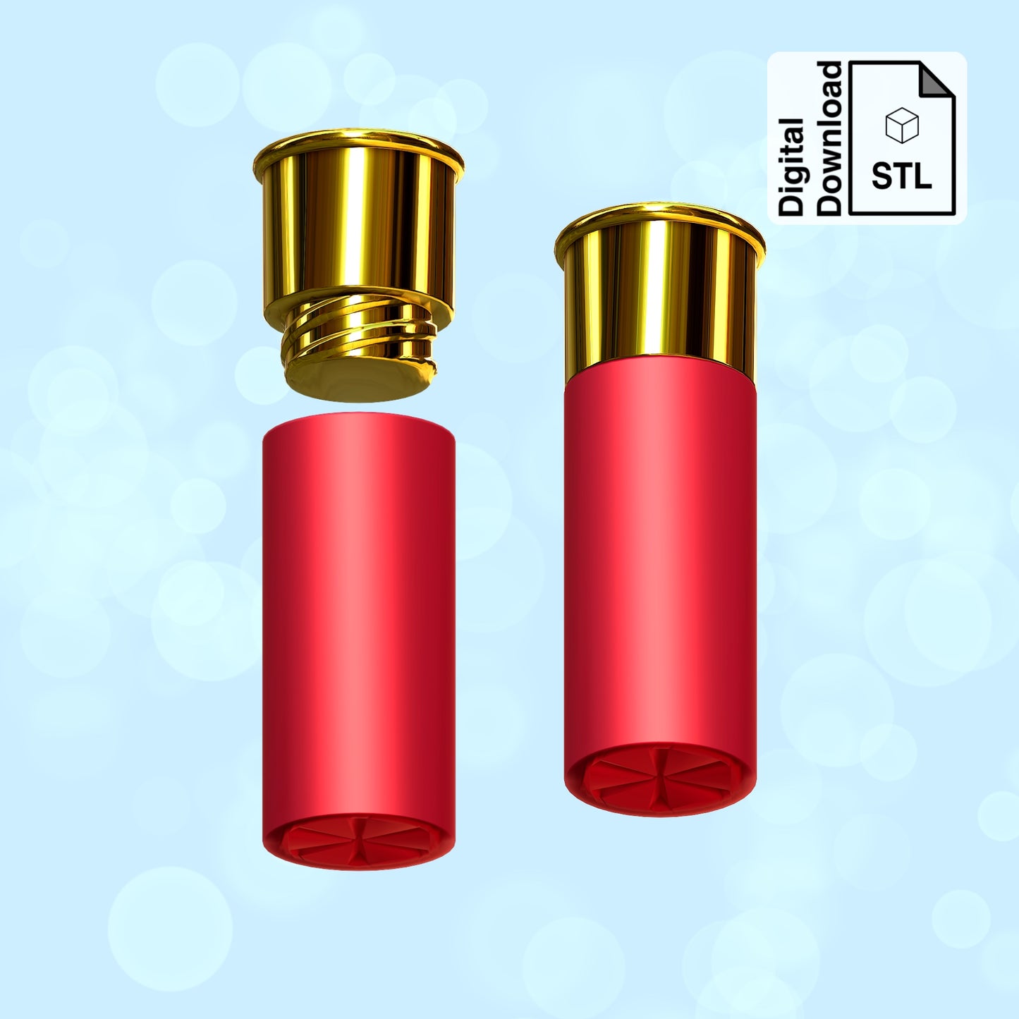 Shotgun Shell with Removable Screw Top Pill Box STL File for 3D Printing - Digital Download