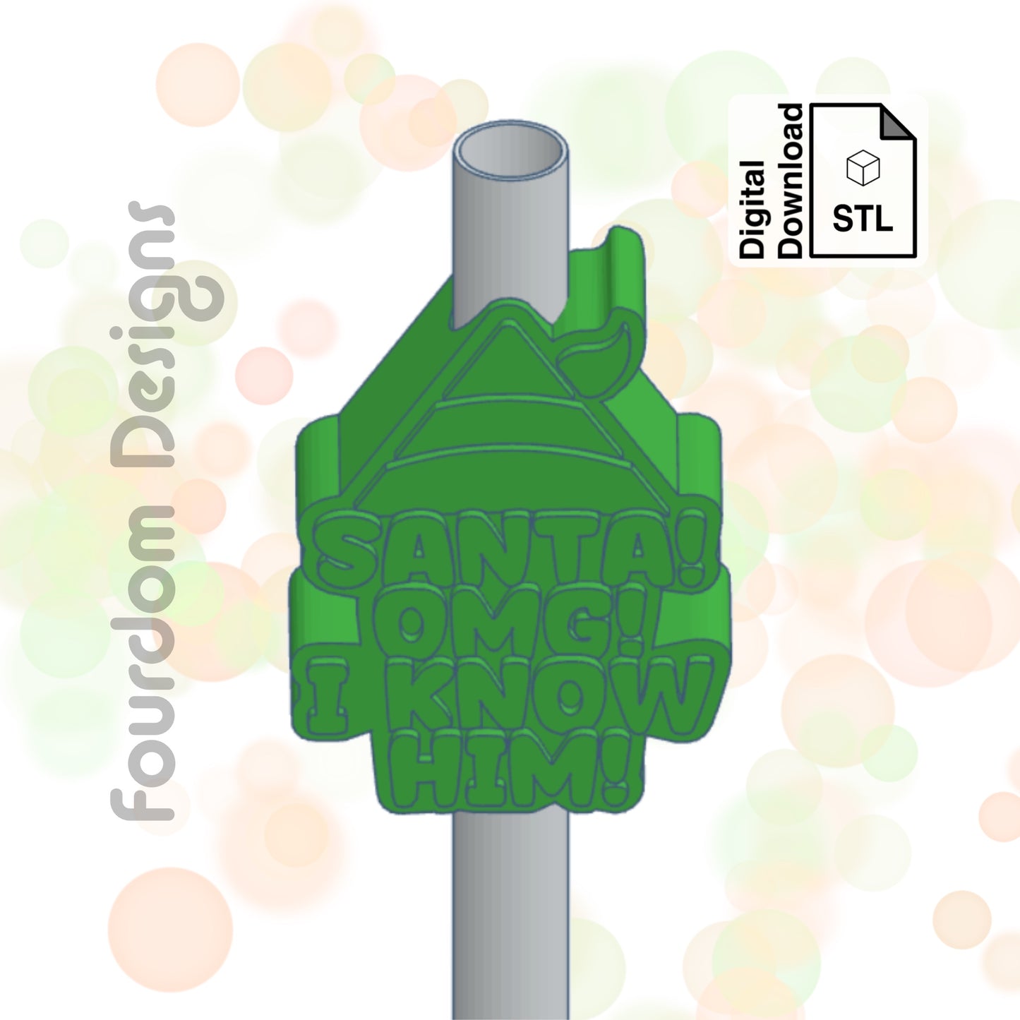 Elf Straw Topper STL File for 3D Printing - Digital Download