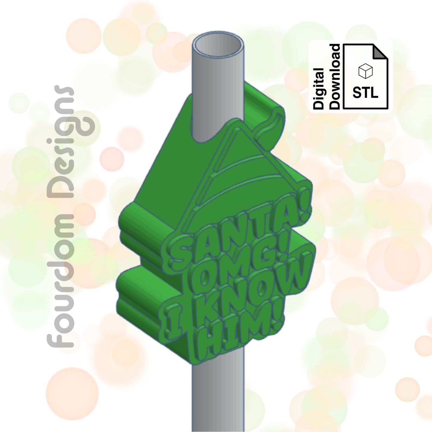 Elf Straw Topper STL File for 3D Printing - Digital Download