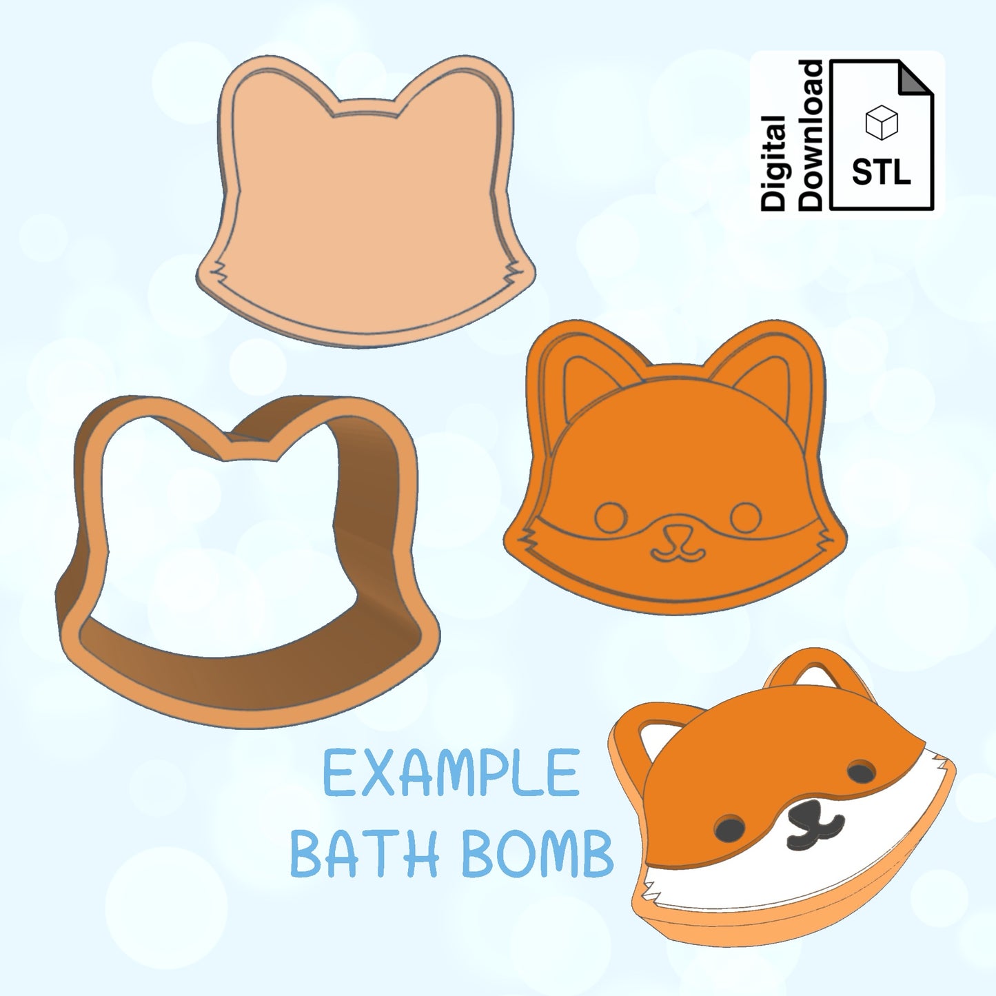 Fox Bath Bomb STL File for 3D Printing - Digital Download