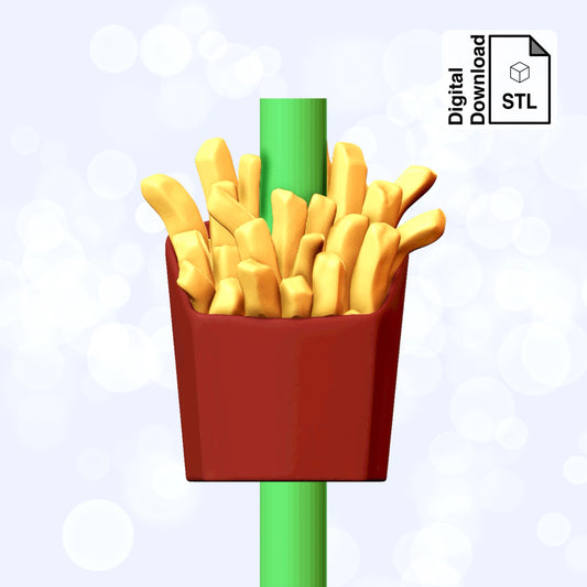 French Fries Straw Topper STL File for 3D Printing - Digital Download
