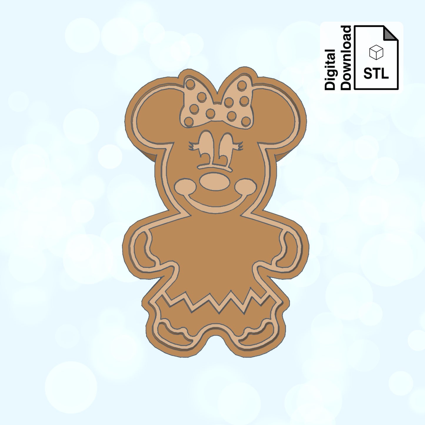 Gingerbread Mouse Girl Straw Topper STL File for 3D Printing - Digital Download