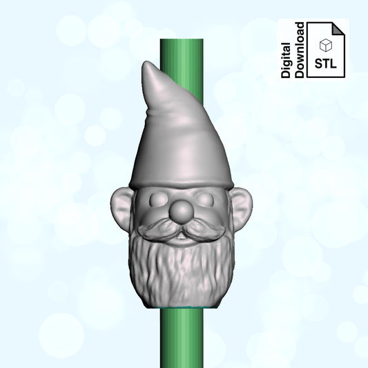 Gnome Straw Topper Straw Buddy STL File for 3D Printing - Digital Download
