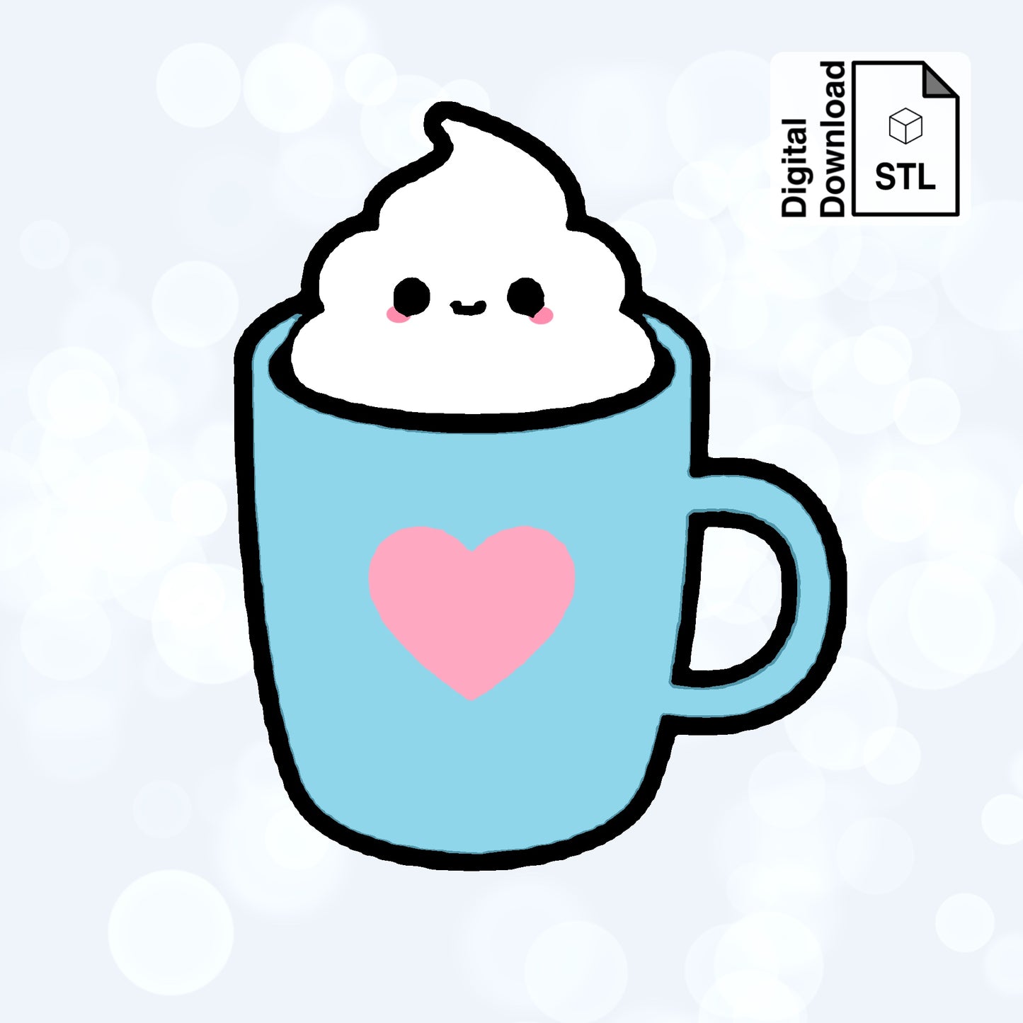 Hot Chocolate Mug Cookie Cutter and Fondant Cutter - STL Digital Download