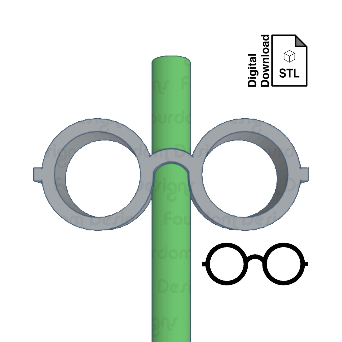 Wizard Glasses Straw Topper Straw Buddy STL File for 3D Printing - Digital Download