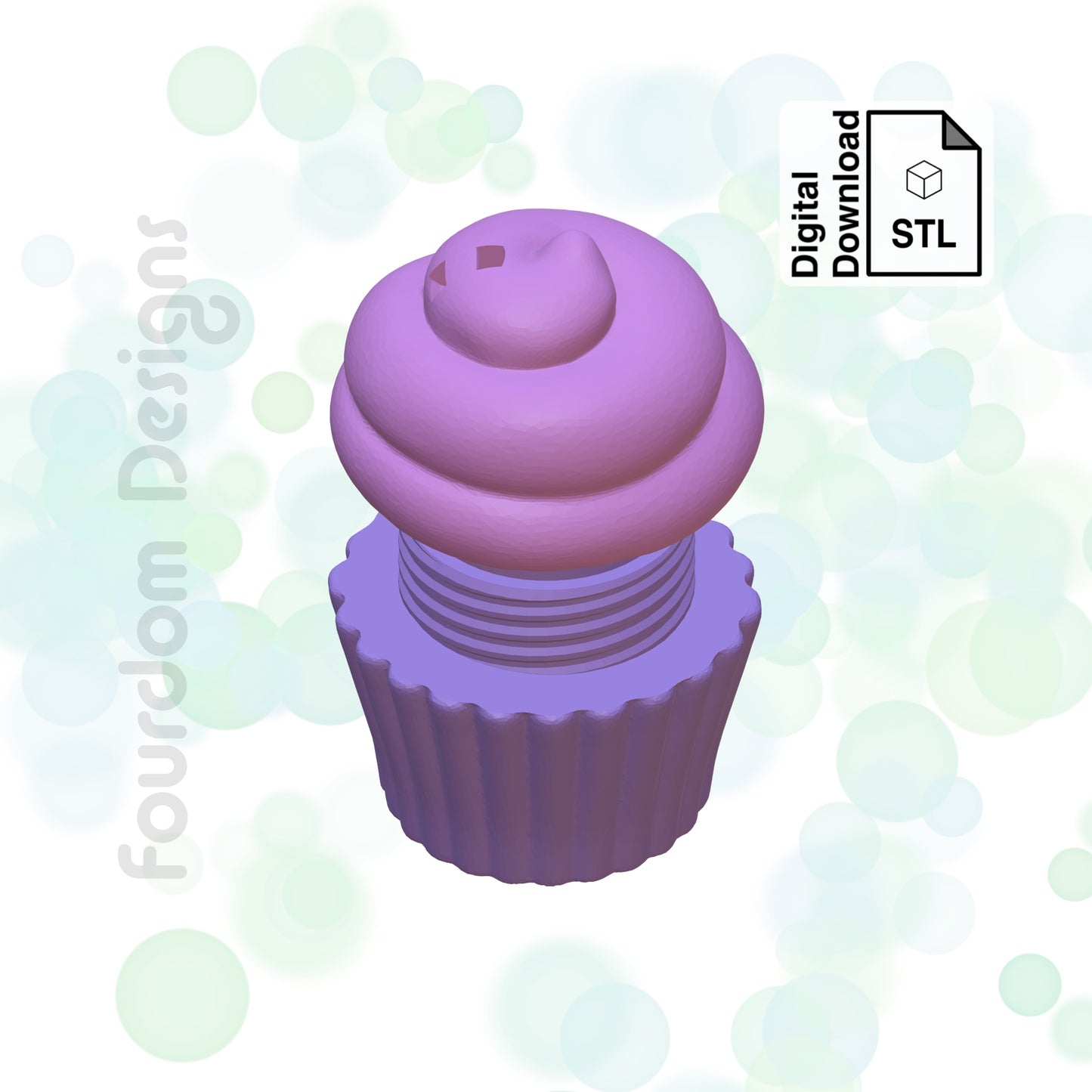 Cupcake Keychain with Removable Screw Top Pill Box Hex STL File for 3D Printing - Digital Download