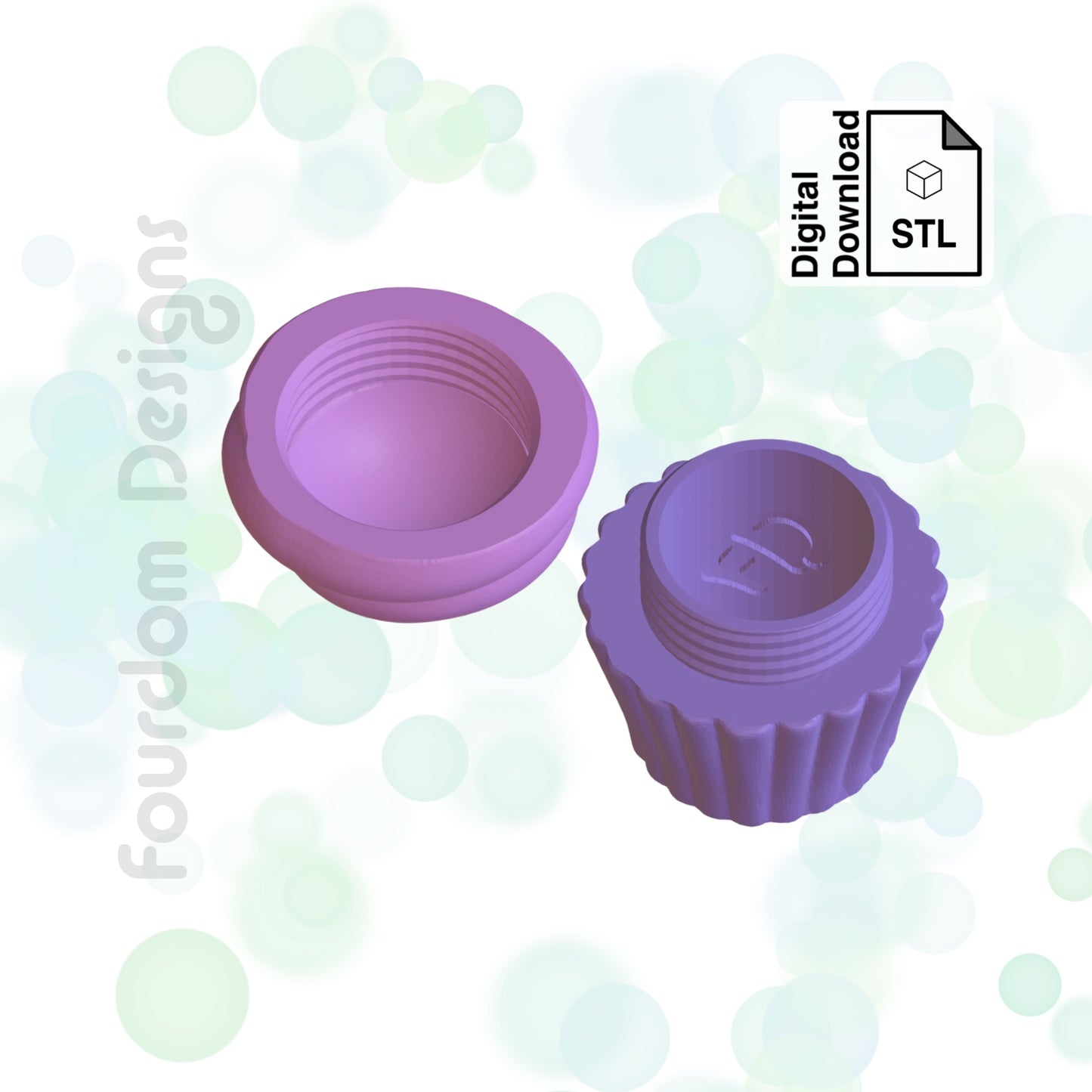 Cupcake Keychain with Removable Screw Top Pill Box Hex STL File for 3D Printing - Digital Download