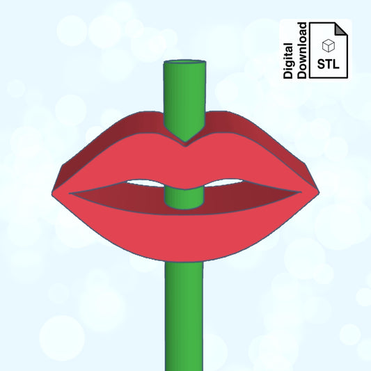 Lips Straw Topper Straw Buddy STL File for 3D Printing - Digital Download