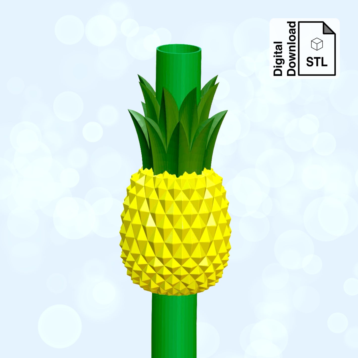 Pineapple Straw Topper STL File for 3D Printing - Digital Download