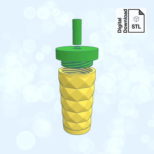 Pineapple Tumbler Keychain with Removable Screw Top Pill Box STL File for 3D Printing - Digital Download