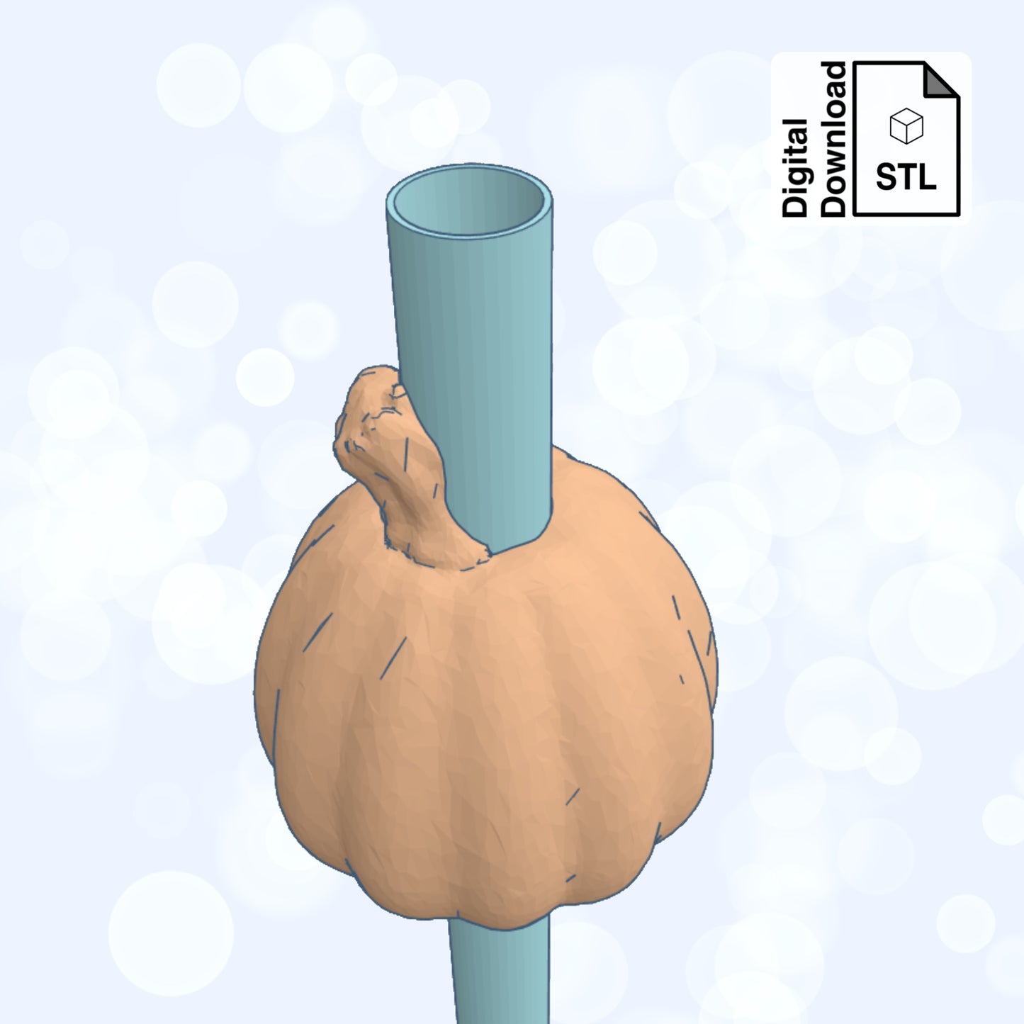 Pumpkin Straw Topper Straw Buddy STL File for 3D Printing - Digital Download