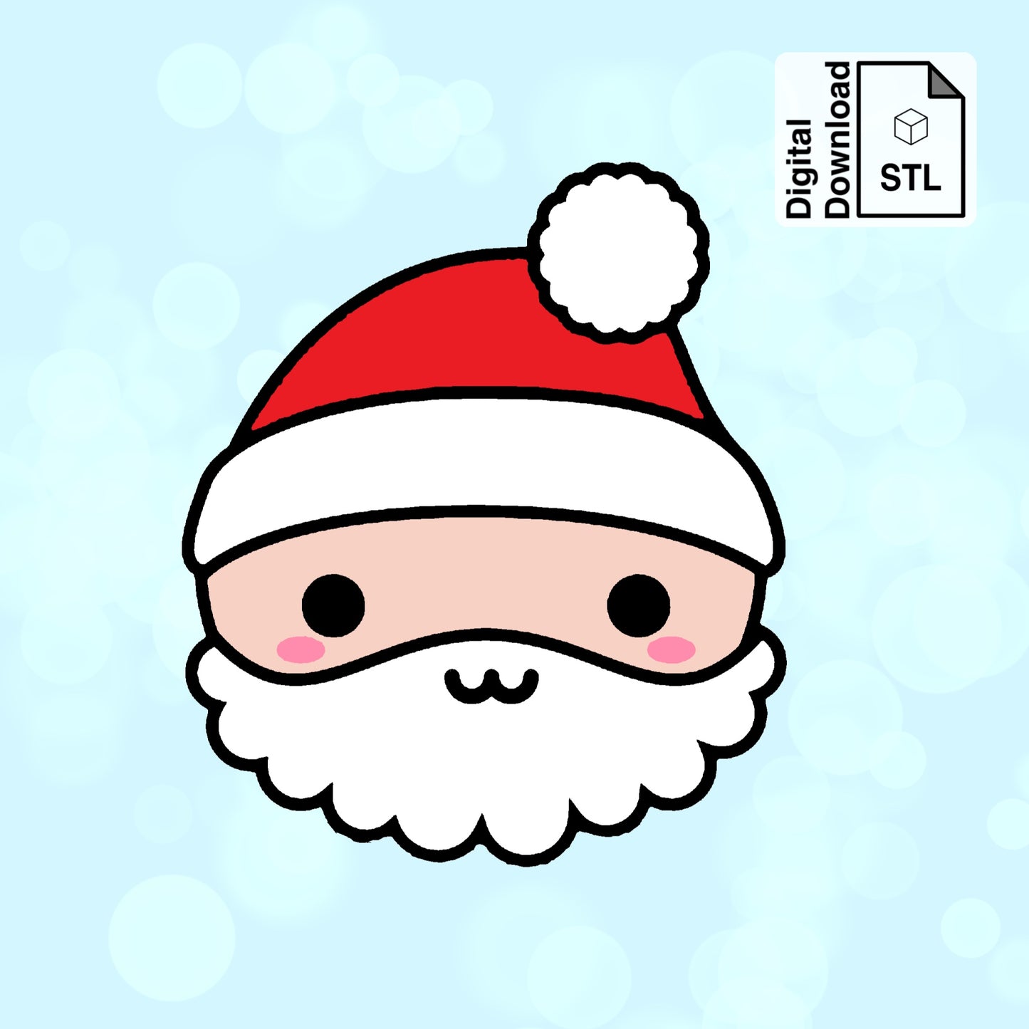 Santa Claus STL file for Cookie Cutter and Fondant Cutter - STL Digital Download for 3D Printing