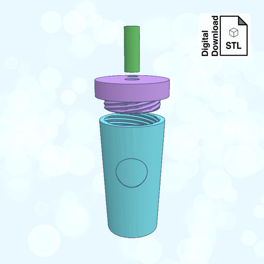 Smooth Tumbler Keychain with Removable Screw Top Pill Box STL File for 3D Printing - Digital Download