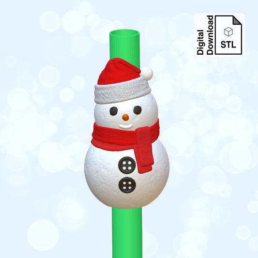 Snowman Straw Topper STL File for 3D Printing - Digital Download